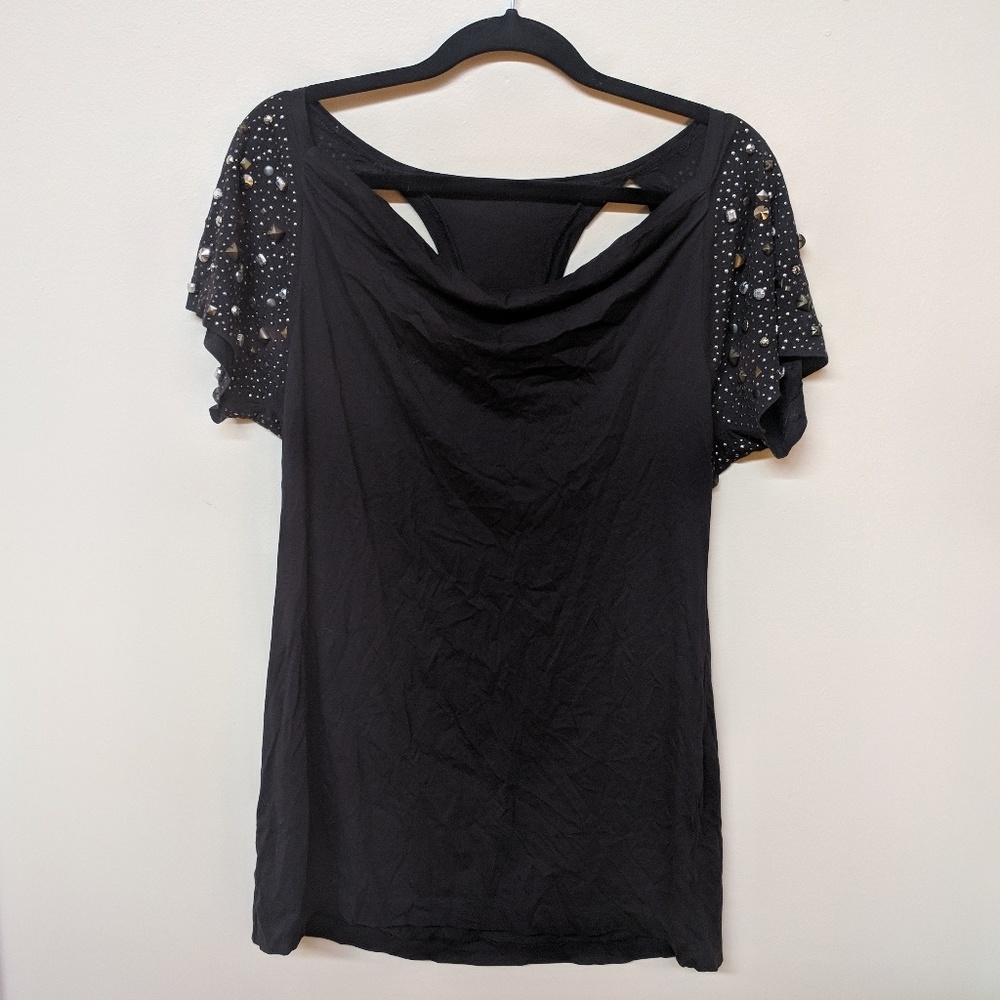 Studded Boat Neck T-shirt
